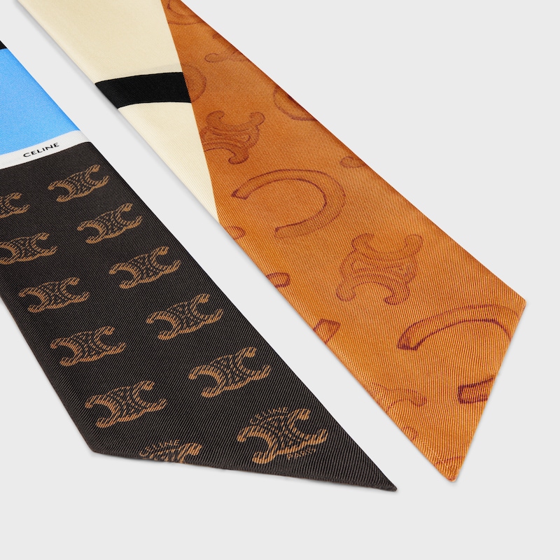 印花桑蚕丝斜纹布 - 香草色/蓝色/棕色 -  - 1 | CELINE