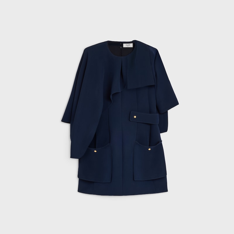 cape dress IN viscose cady - NAVY -  - 1 | CELINE