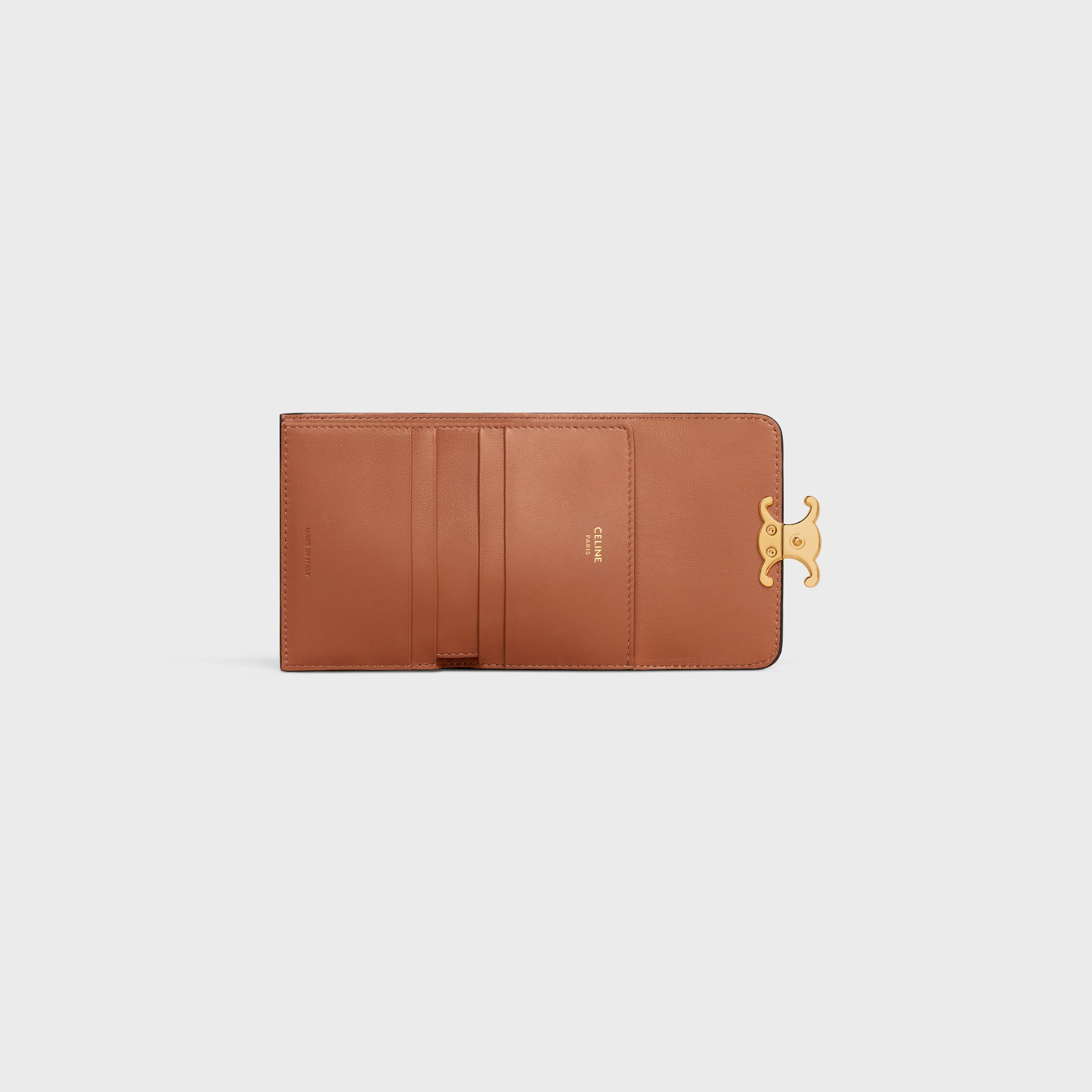 ★関税込★CELINE★Compact Wallet Coin in Triomphe Canvas Tan COMPACT WALLET WITH COIN TRIOMPHE IN TRIOMPHE CANVAS - TAN