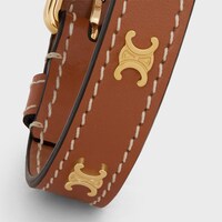 Les Cuirs Celine Bracelet in Calfskin and Brass with Gold Finish - GOLD / TAN -  - 1 | CELINE