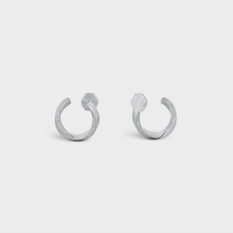 Torsion Earrings in White Gold and Diamonds - White Gold and White - FINE JEWELLERY - 1 | CELINE