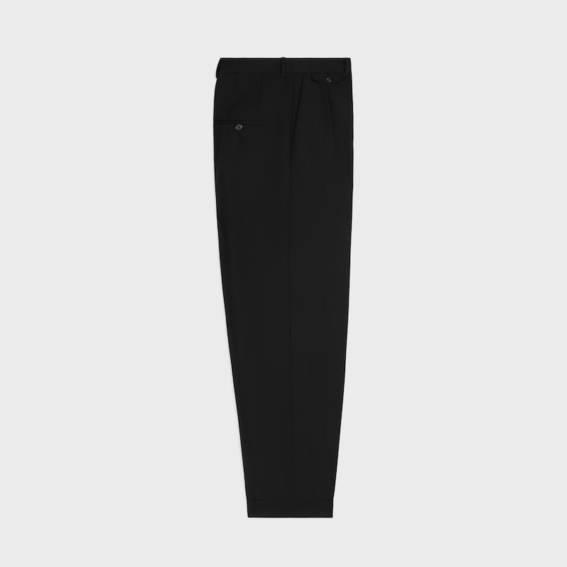 pleated trousers IN wool gabardine - BLACK -  - 1 | CELINE