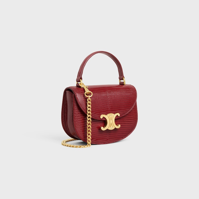 กระเป๋าพร้อมสายโซ่ BESACE CLEA ขนาดมินิ หนังลิซาร์ด - สีทับทิม - สินค้าประเภทอื่น - 1 | CELINE