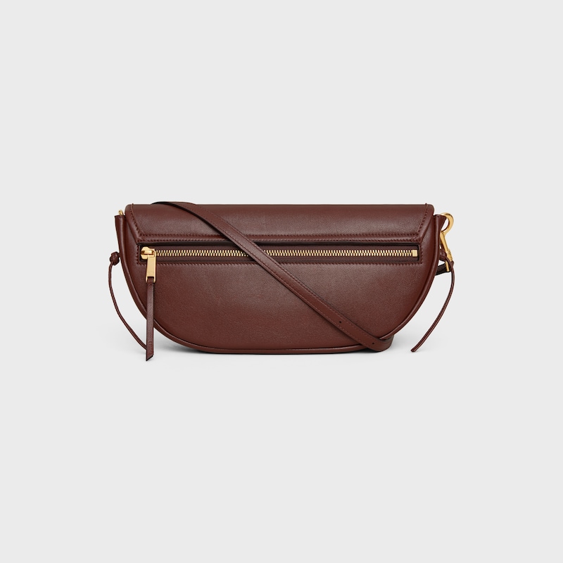 HALFMOON PEQUE&Ntilde;O SOFT TRIOMPHE DE PIEL DE CORDERO BRILLANTE Y FLEXIBLE - MARR&Oacute;N OSCURO - BOLSOS EN BANDOLERA - 1 | CELINE
