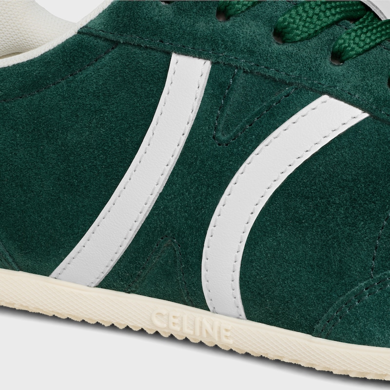 CELINE JOGGER LOW LACE-UP SNEAKER WITH TRIOMPHE IN SUEDE CALFSKIN AND CALFSKIN - BOTTLE GREEN -  - 1 | CELINE