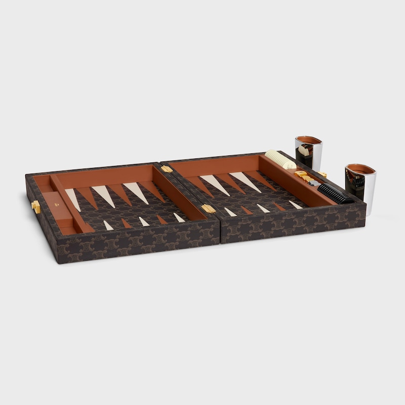 BACKGAMMON IN TRIOMPHE CANVAS - BLACK / TAN - TRAVEL - 1 | CELINE