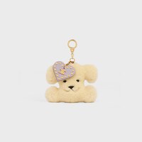 TRIOMPHE POM-POM CHARM IN Shearling and calfskin - NATURAL / MAUVE - BAG CHARMS - 1 | CELINE