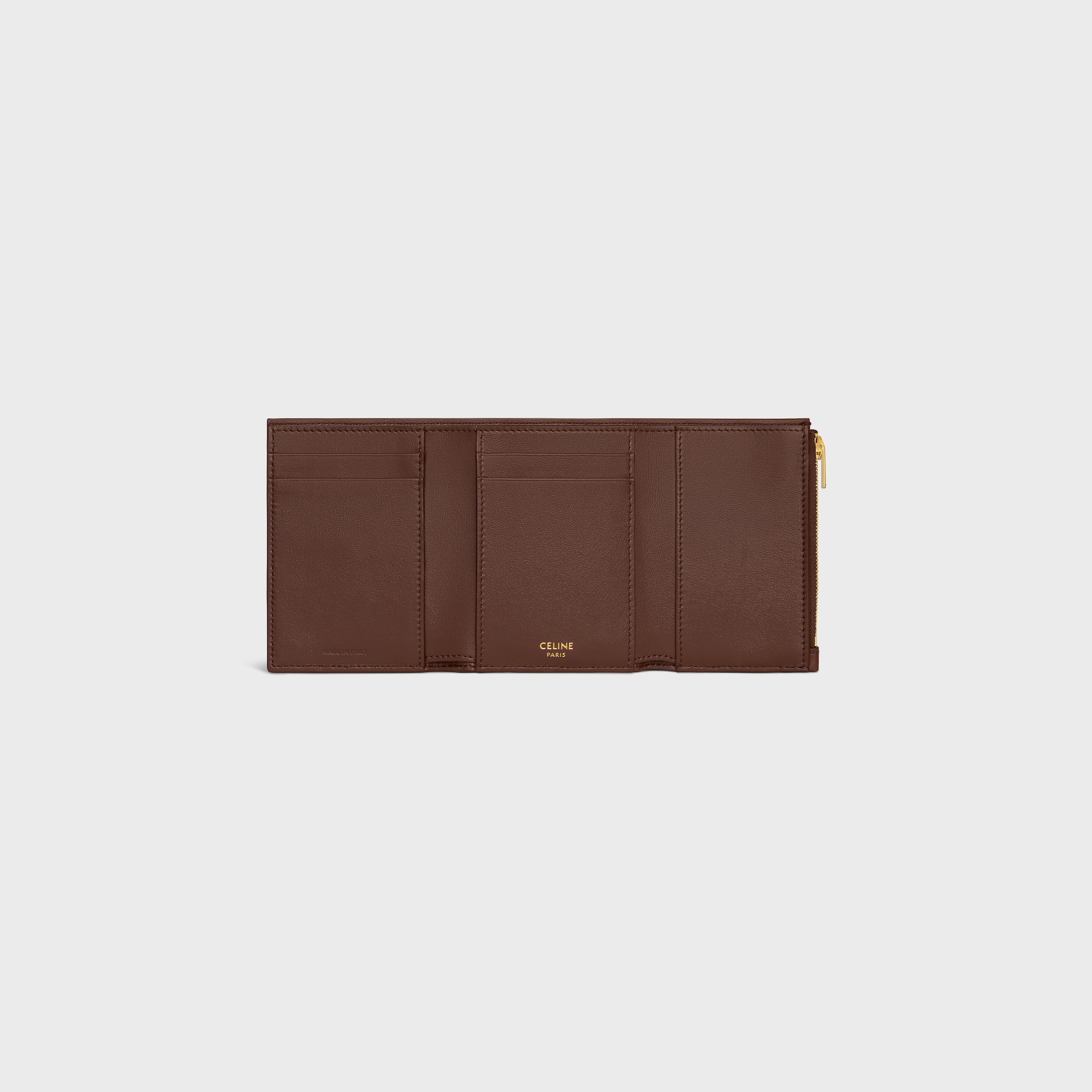 FINE STRAP WALLET NINO IN SUPPLE GRAINED CALFSKIN - CHESTNUT | CELINE