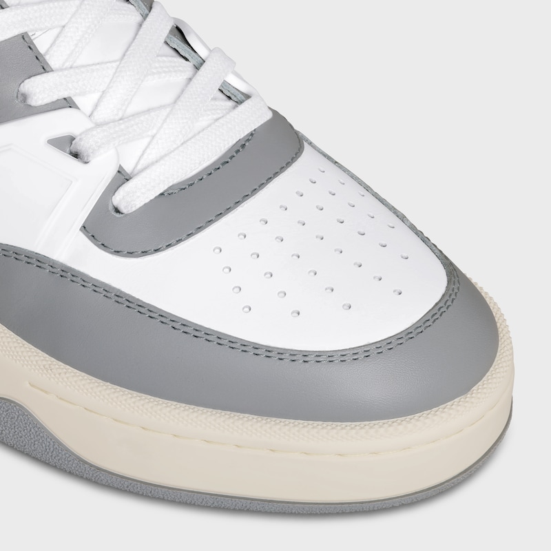 CELINE TRAINER CT-09 LOW LACE-UP SNEAKER IN CALFSKIN AND MESH - Optic White/Grey/Beige -  - 1 | CELINE