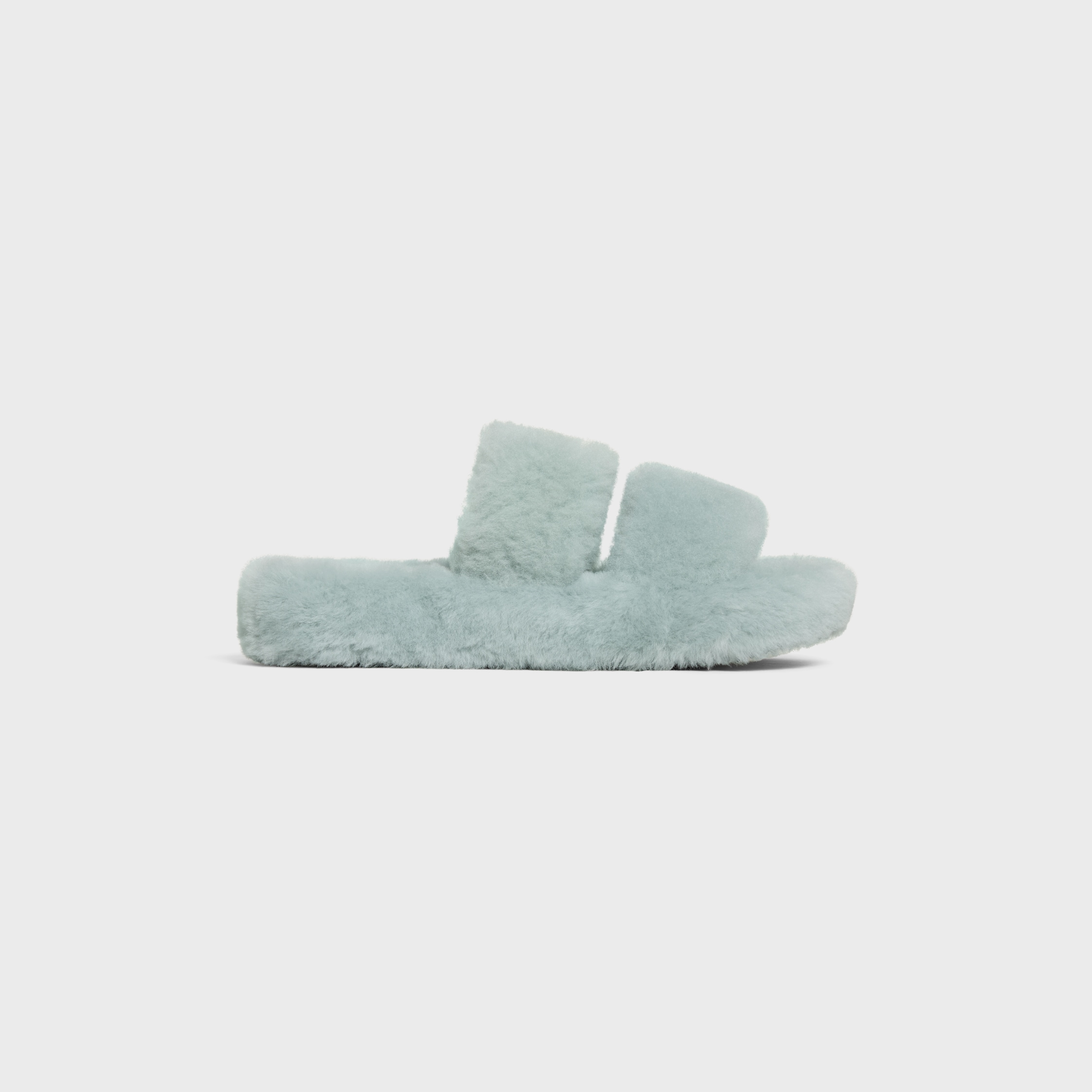 関税込 CELINE FUR SLIDES TRIOMPHE in SHEARLING Women's Celine fur triomphe open slide in shearling slides