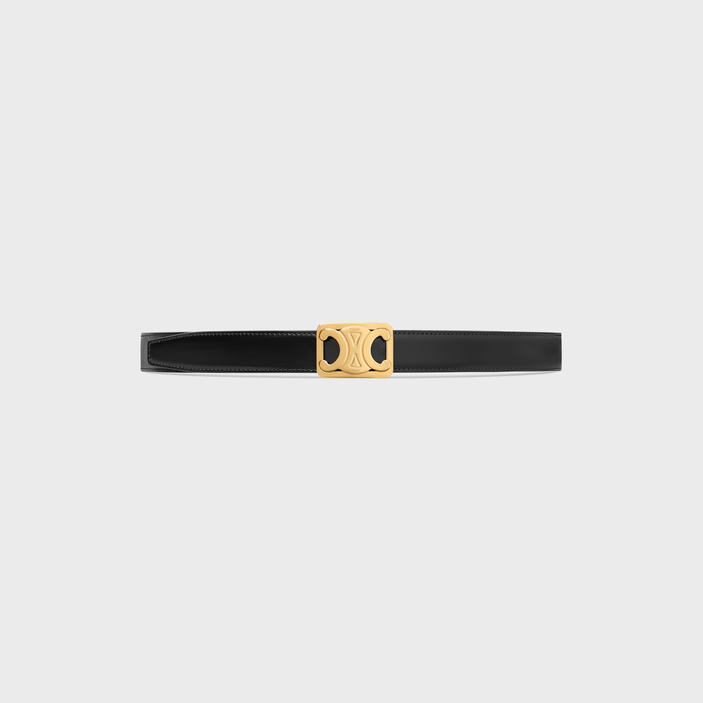 【人気/関税/送料込み】 (W) Celine Medium Triomphe Belt in Tr MEDIUM TRIOMPHE BELT IN TAURILLON LEATHER - BLACK | CELINE