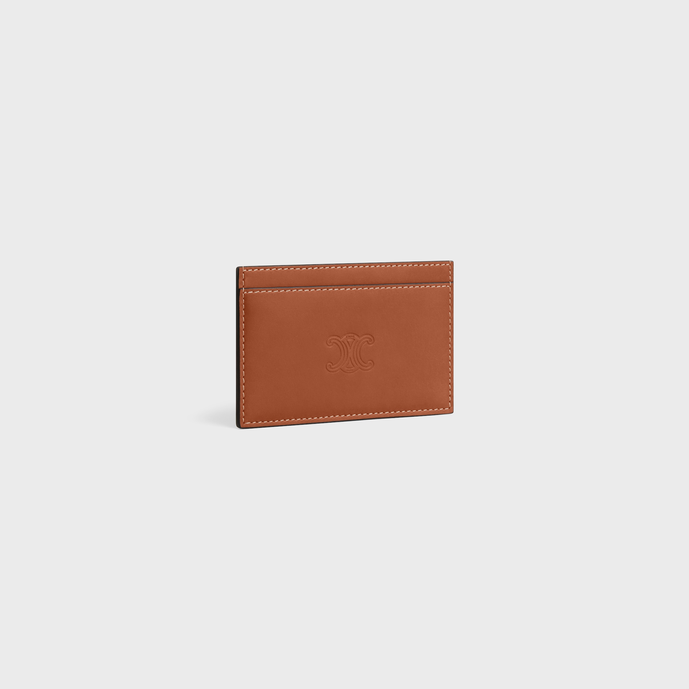 カードケース・名刺入れ CELINE Celine Triomphe Embossed Card Wallet (Brown) 10B703FQ ZIPPED CARD HOLDER IN TRIOMPHE CANVAS AND LAMBSKIN - TAN