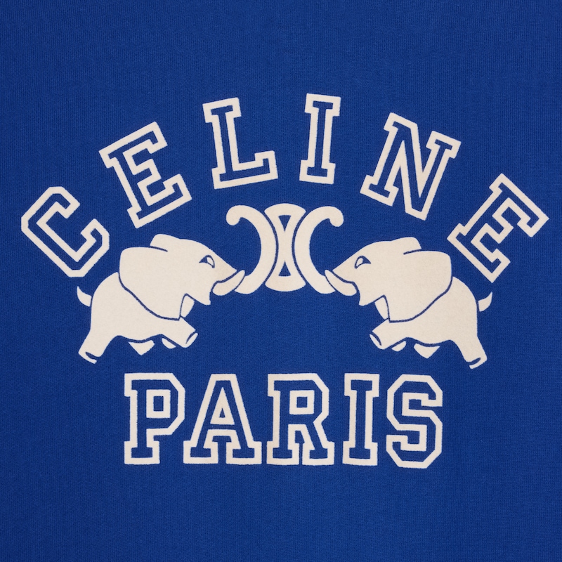 SUDADERA DE CORTE REGULAR DE FELPA DE ALGOD&Oacute;N - AZUL BANDERA / BLANCO ROTO -  - 1 | CELINE