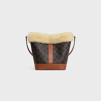 Small Bucket in TRIOMPHE CANVAS AND SHEARLING - TAN / NATURAL - TRIOMPHE CANVAS - 1 | CELINE