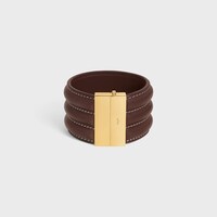 CELINE 레 퀴르 라지 팔찌 - 카프스킨 & 골드 피니시 브라스 - 골드 / 체스트넛 -  - 1 | CELINE