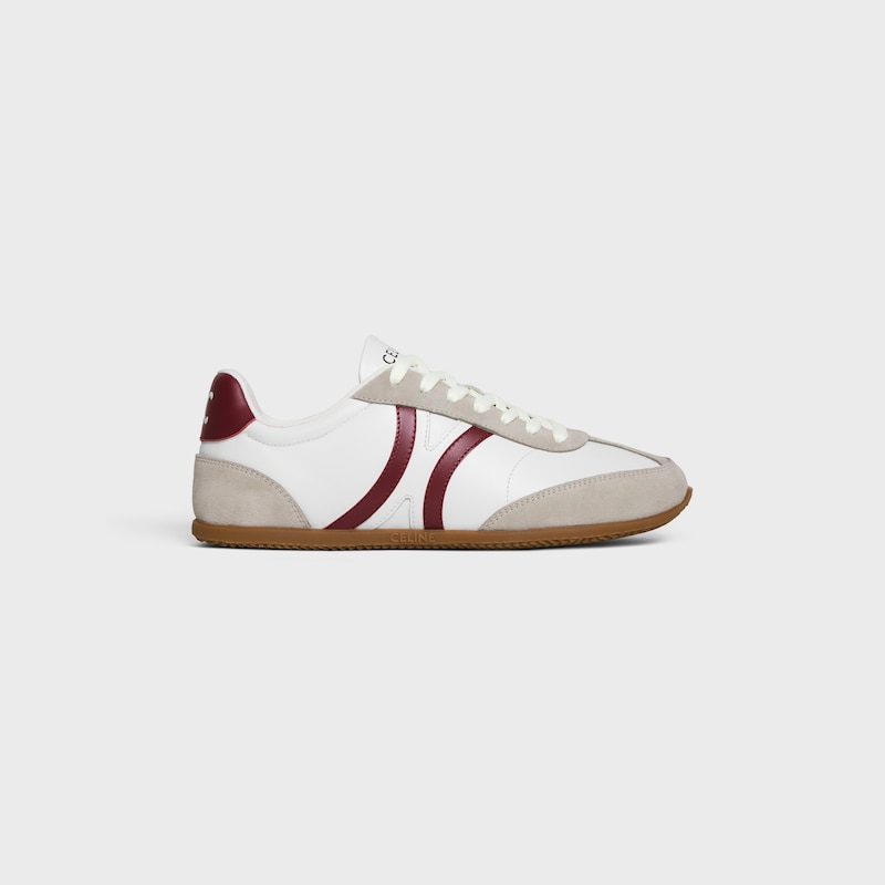 SNEAKER BASSA STRINGATA JOGGER CELINE IN PELLE DI VITELLO E PELLE DI VITELLO SCAMOSCIATA - Bianco Ottico/Bordeaux scuro/Grigio -  - 1 | CELINE