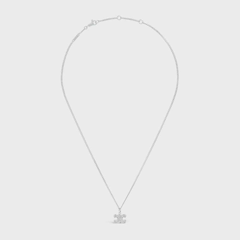 Triomphe Halskette mit Strass aus Messing mit Rhodium-Finish und Kristallen - SILBER - HALSKETTEN - 1 | CELINE