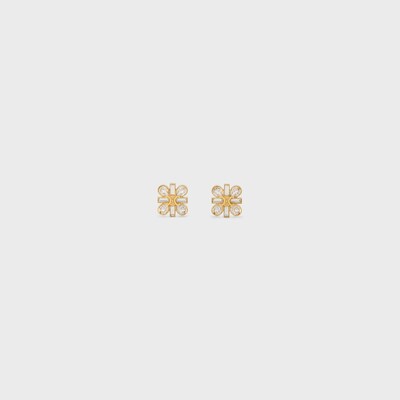 CELINE 데이지 귀걸이 - 스트라스 & 골드 피니시 브라스 - 골드 - 트리옹프 - tileIndex | CELINE
