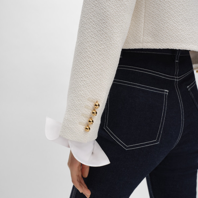 icone jacket IN viscose and wool natt&eacute; - OFF WHITE -  - 1 | CELINE