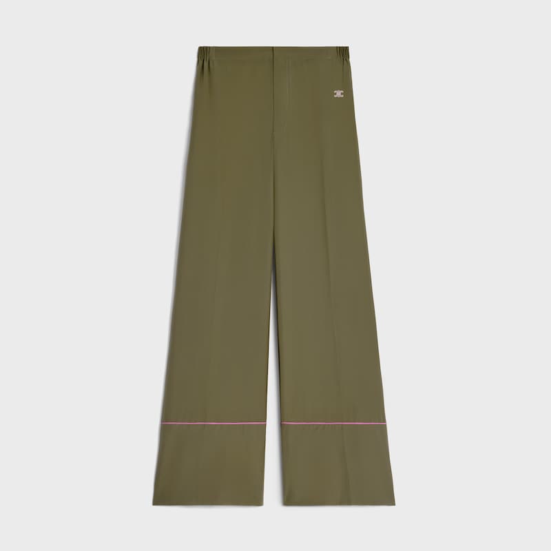 pyjama trousers IN silk satin - KAKI MILITAIRE -  - 1 | CELINE
