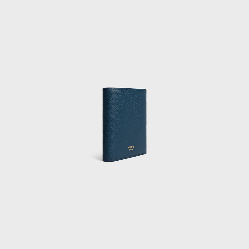 COMPACT WALLET TRIOMPHE CHARMS IN GRAINED CALFSKIN - TEAL BLUE - WALLETS - 1 | CELINE