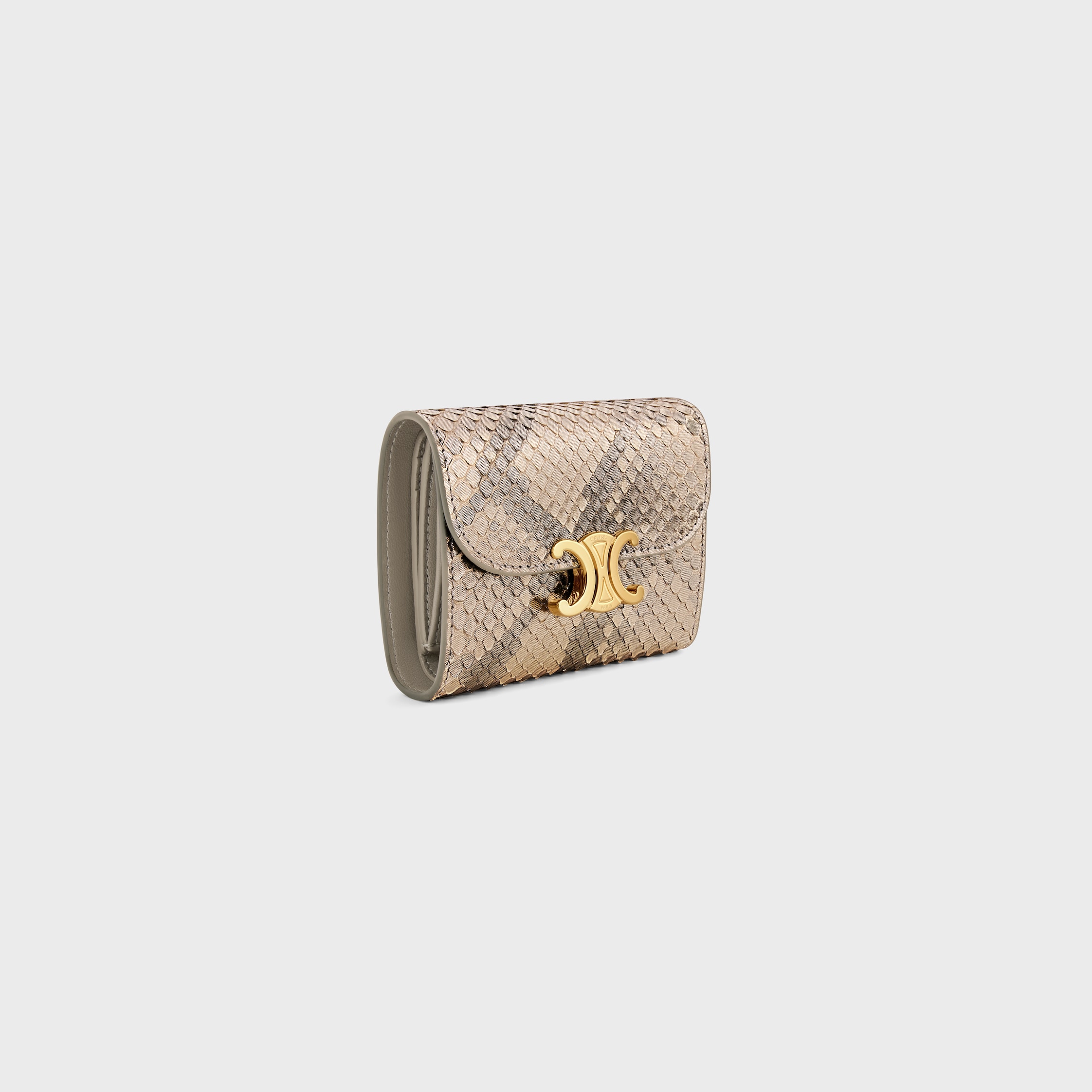 SMALL FLAP WALLET TRIOMPHE IN PEARLY PYTHON - | CELINE