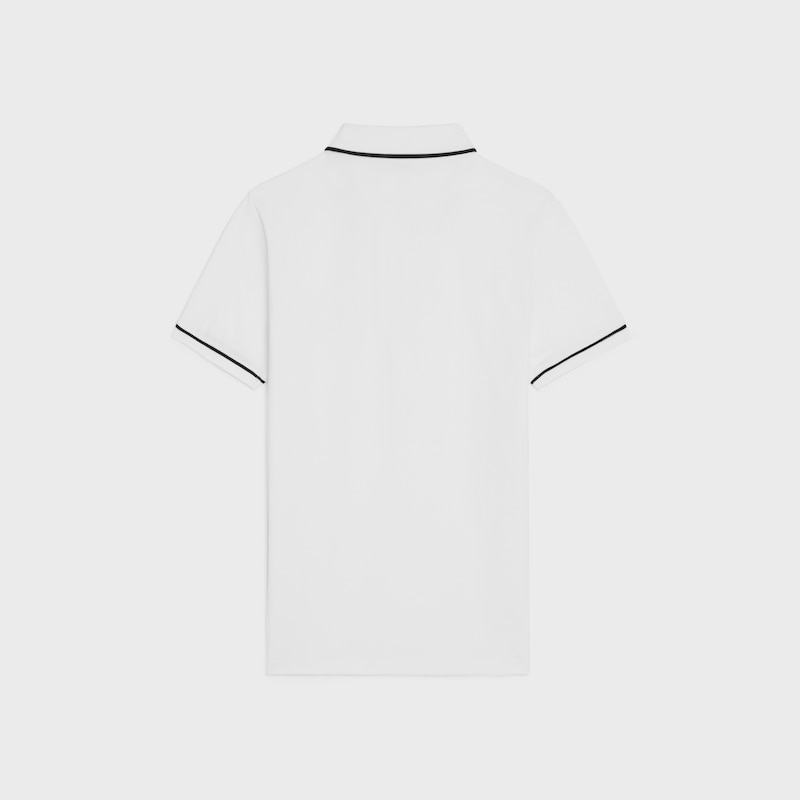 classic polo shirt in cotton piqué - OFF WHITE / BLACK -  - 1 | CELINE