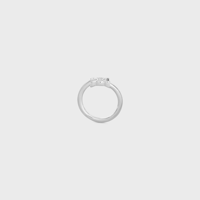 Triomphe Asymmetric Ring in Brass with Rhodium Finish - SILVER -  - 1 | CELINE