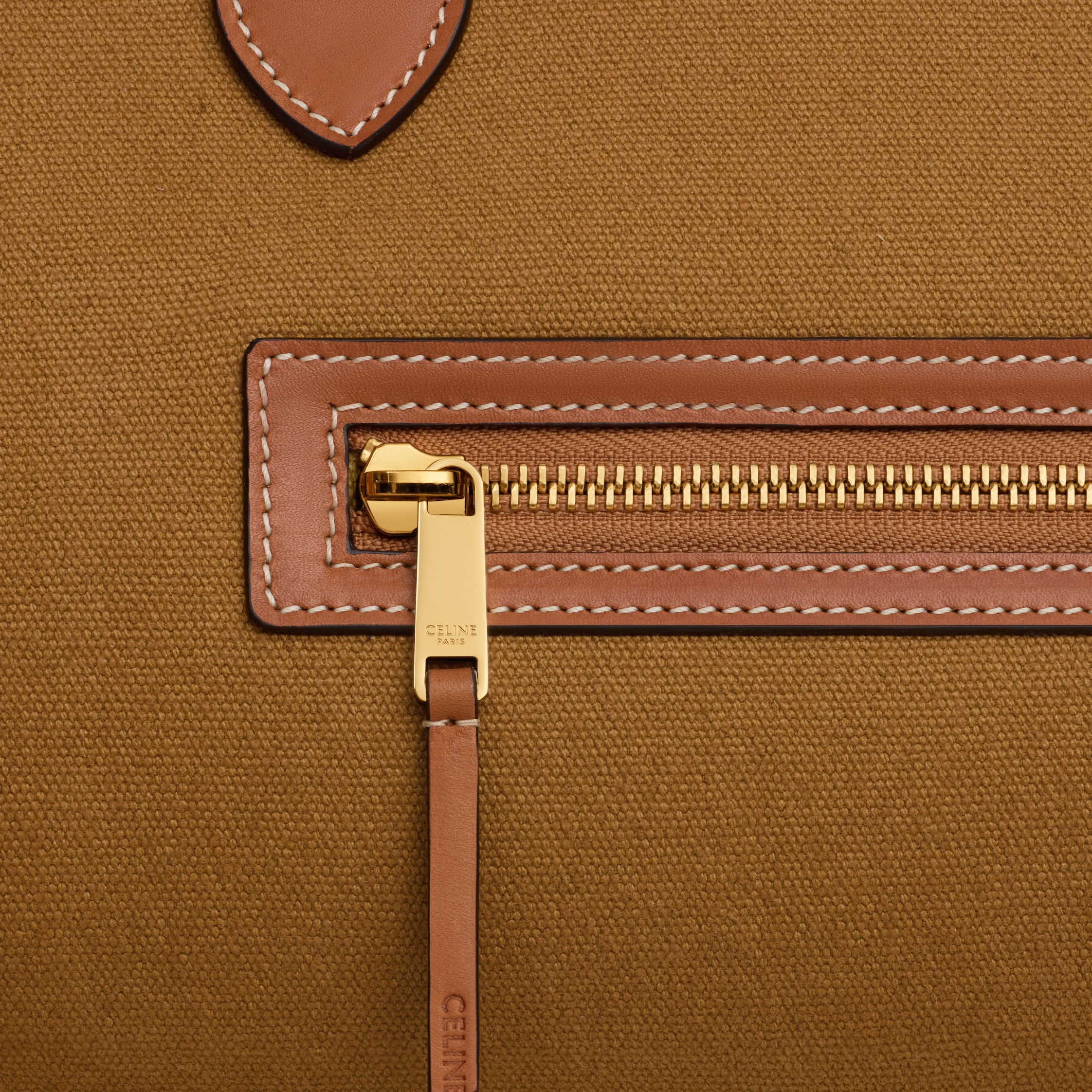 LUGGAGE IN TEXTILE AND NATURAL CALFSKIN - TAN | CELINE