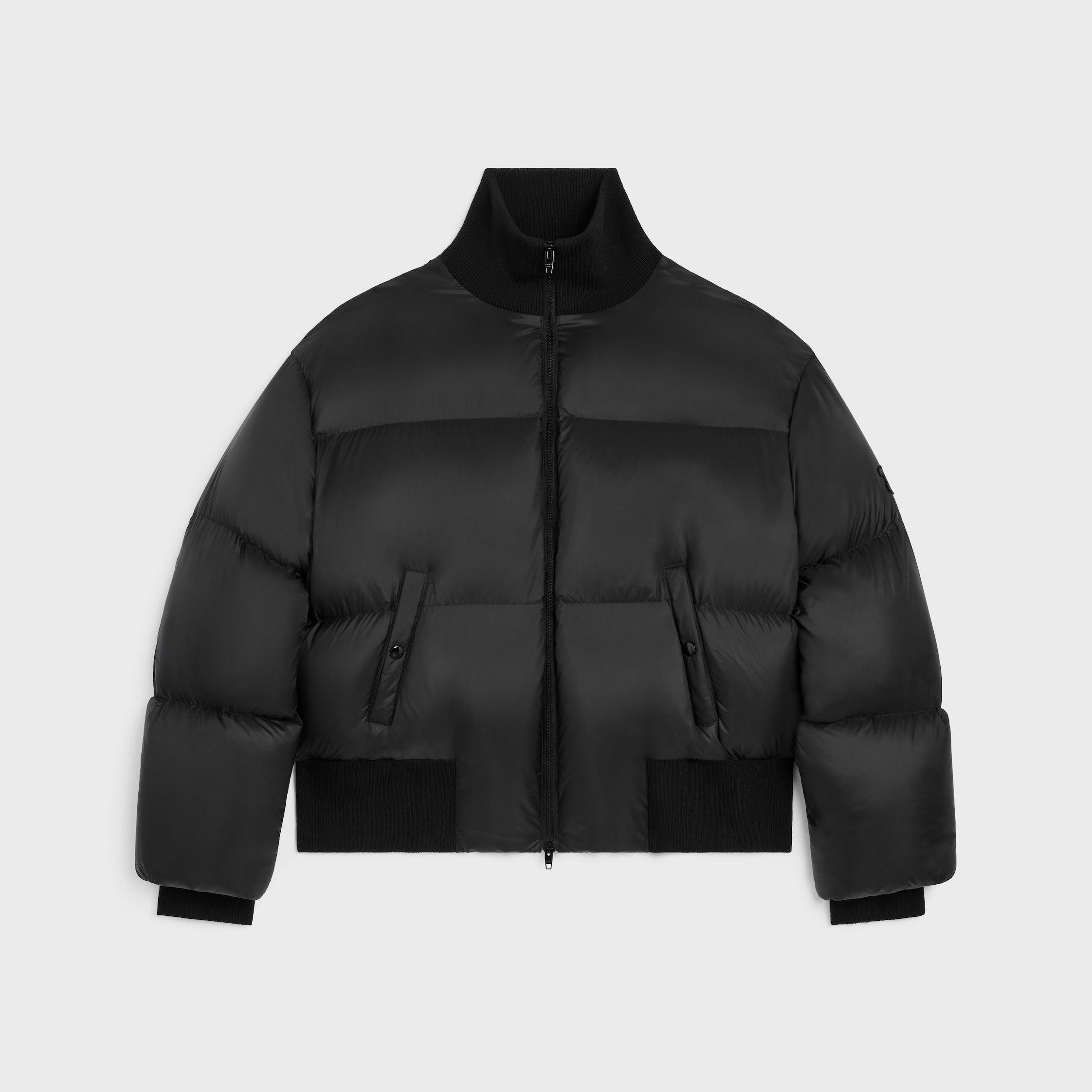 【kkk】CELINE フード付きサテンジャケット ブラック セリーヌ CELINE ナイロンジャケット クロップドジャケット 大きい