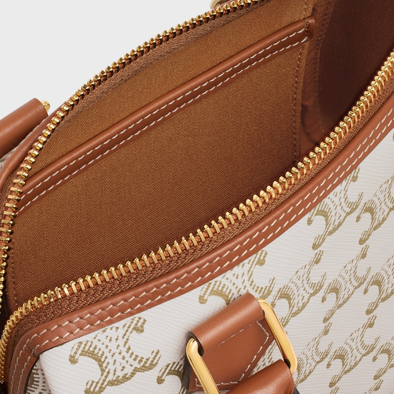 SMALL BOSTON in Triomphe Canvas and calfskin - WHITE - TRIOMPHE CANVAS - 1 | CELINE