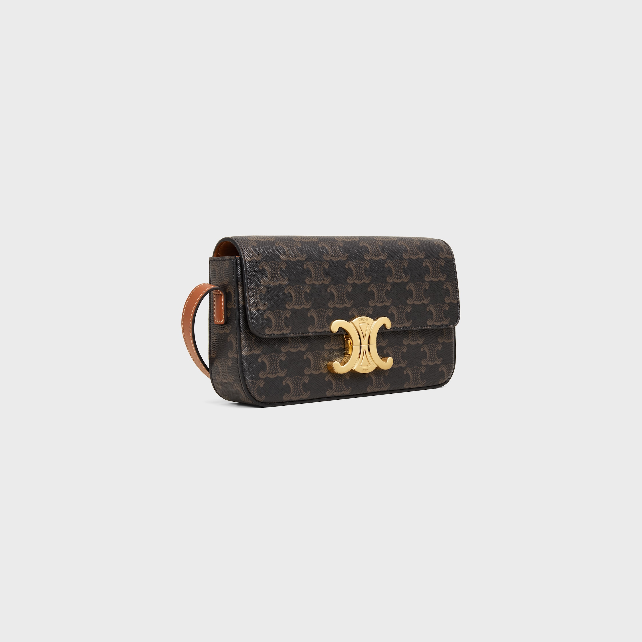SHOULDER BAG CLAUDE IN Triomphe canvas and calfskin - TAN
