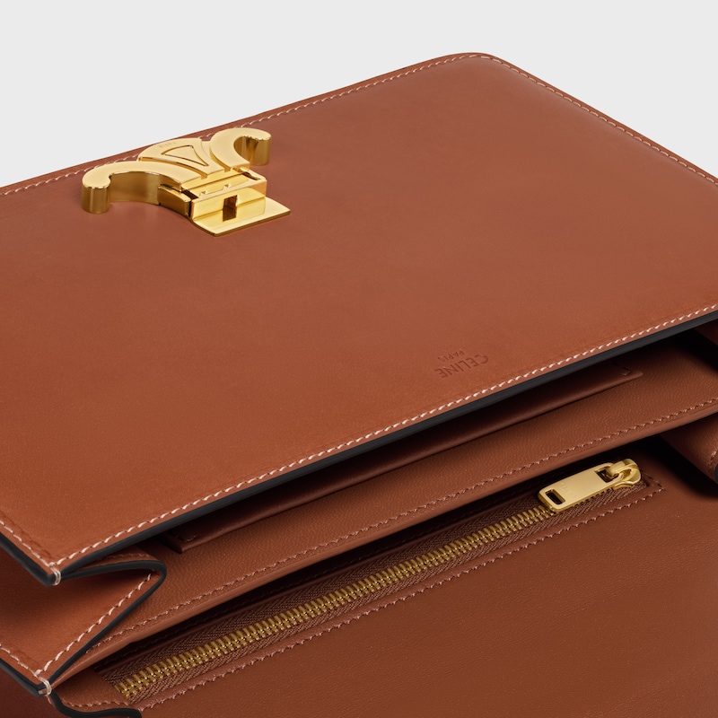 MEDIUM TRIOMPHE FOLIO IN Natural calfskin - TAN - WHITE DAY - 1 | CELINE