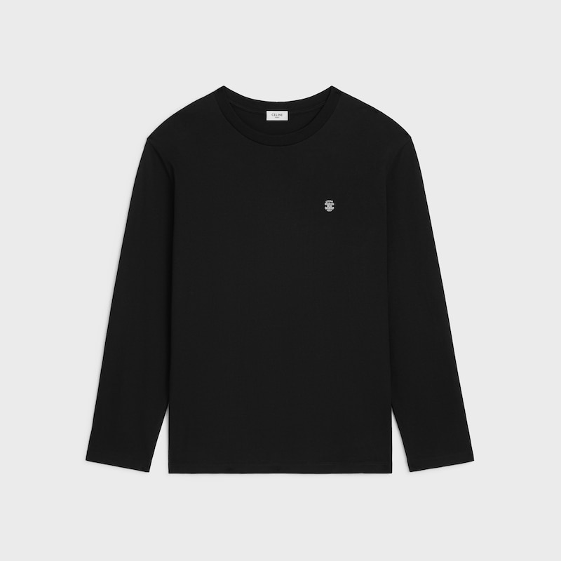 t-shirt larga EM malha de algodão - PRETO / BRANCO - - 1 | CELINE