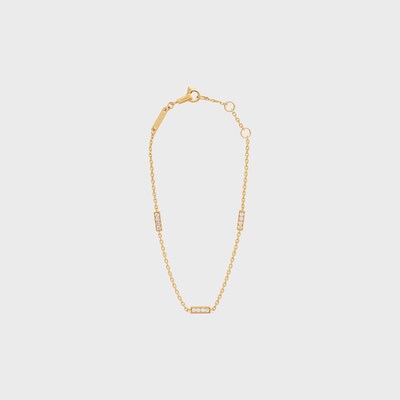Celine Line Triple Bracelet in Yellow Gold and Diamonds - Yellow Gold & White -  - tileIndex | CELINE