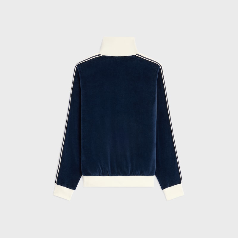 tracksuit jacket IN velvet jersey - BLEU NUIT/ECRU -  - 1 | CELINE