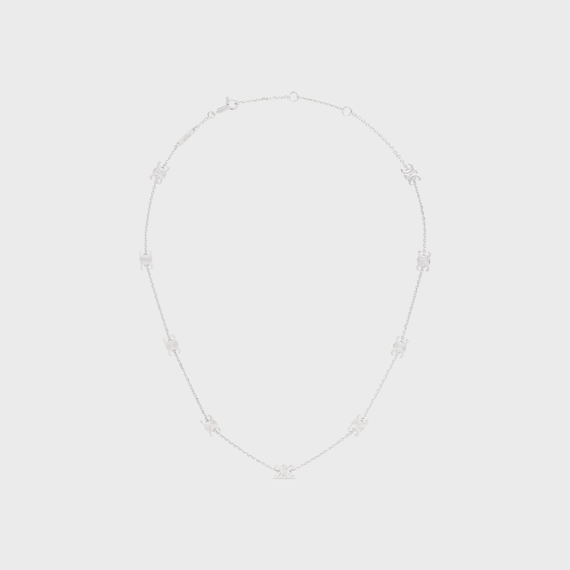 Triomphe Mini Triomphe Necklace in Brass with Rhodium Finish - SILVER - NECKLACES - 1 | CELINE