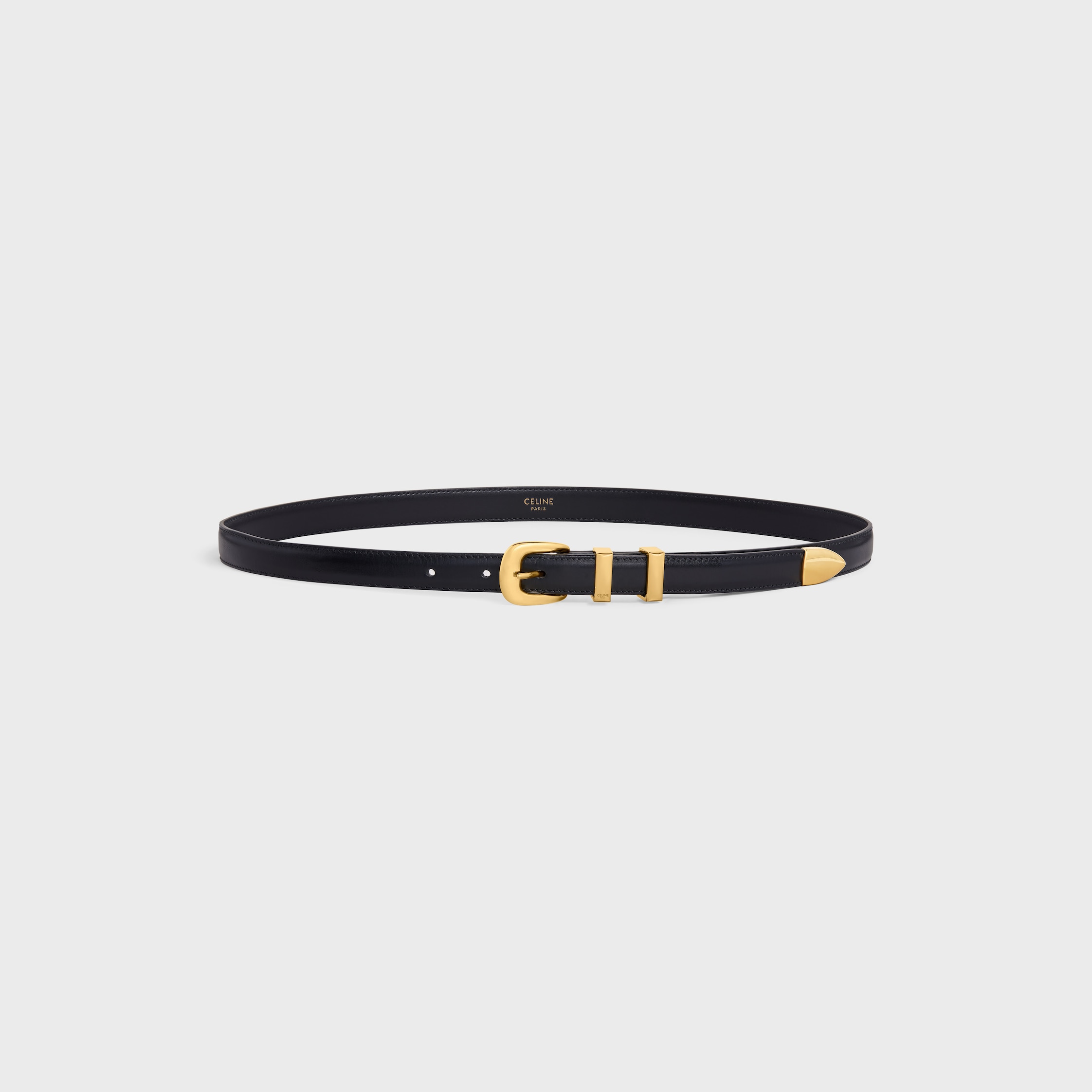 SMALL 18MM WESTERN BELT in Taurillon Leather - BLACK | CELINE