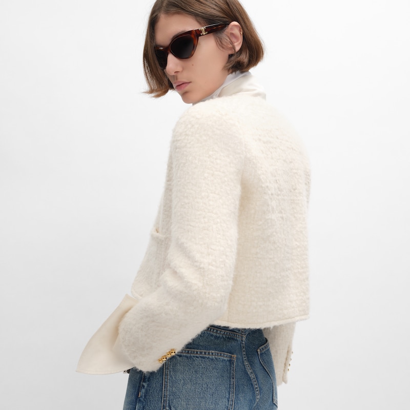 CHAQUETA ICONE DE CACHEMIRA Y LANA TRENZADA - BLANCO -  - 1 | CELINE