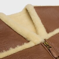 vintage-finish vest in shearling - TAN / CREAM -  - 1 | CELINE