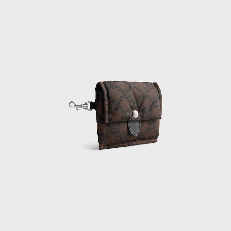 KEYRING CARD HOLDER CELINE PADDED  IN NYLON AND CALFKSIN - BROWN / BLACK - GIFTS FOR HIM - 1 | CELINE