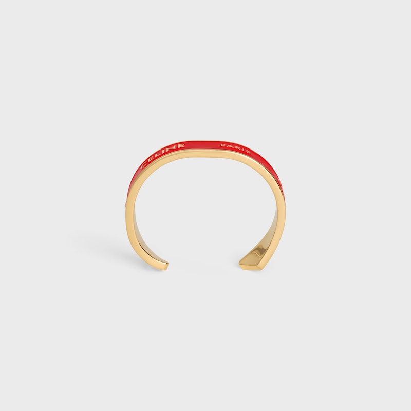 Celine Ribbon Small Cuff in Enamel and Brass with gold finish - RED / GOLD -  - 1 | CELINE