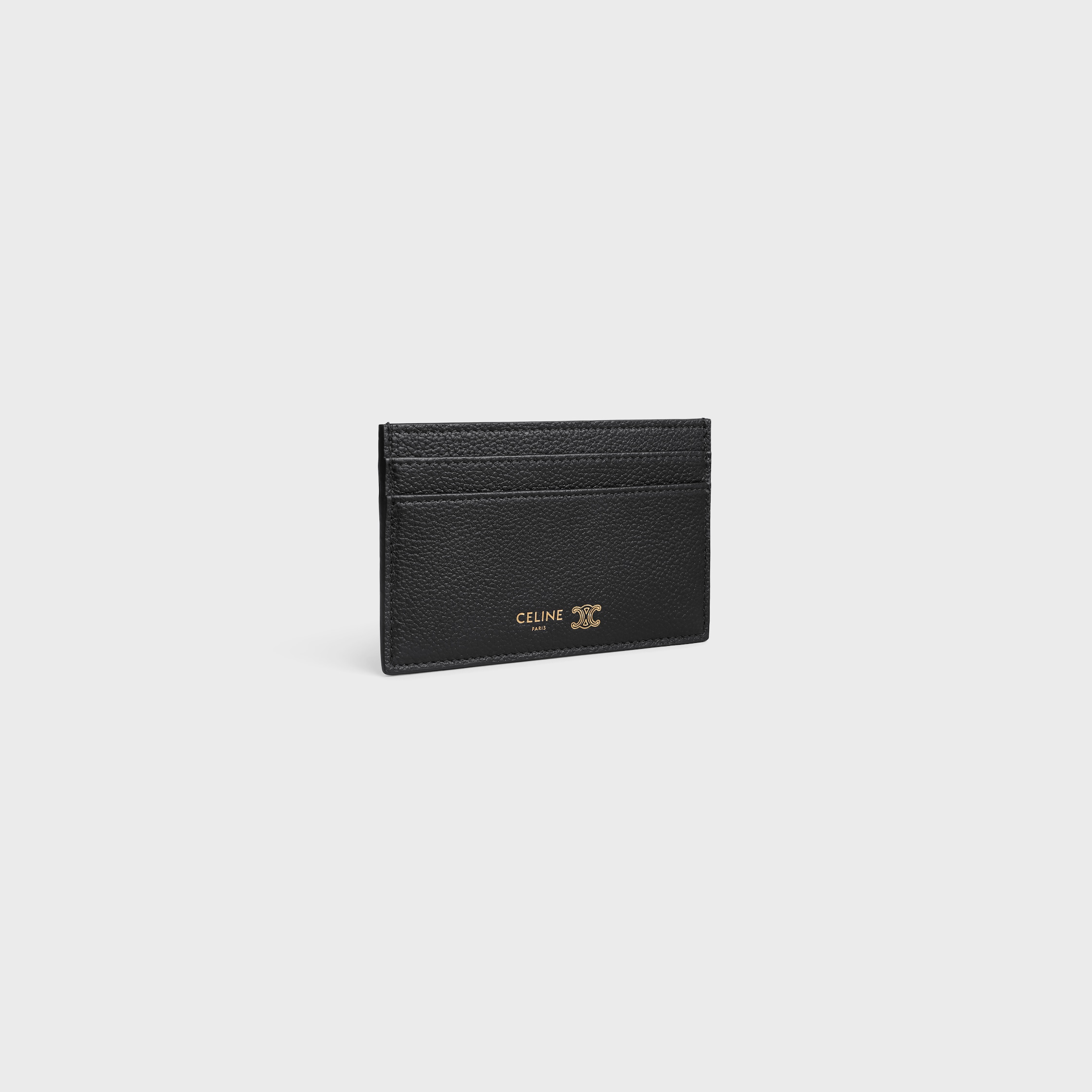MEDIUM CARD HOLDER IN GRAINED SUPPLE CALFSKIN - BLACK / ULTRA BLUE