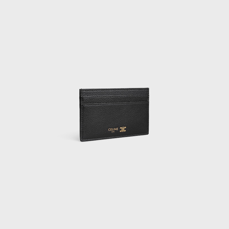 MEDIUM CARD HOLDER  IN GRAINED SUPPLE CALFSKIN - BLACK / ULTRA BLUE - NEW - 1 | CELINE