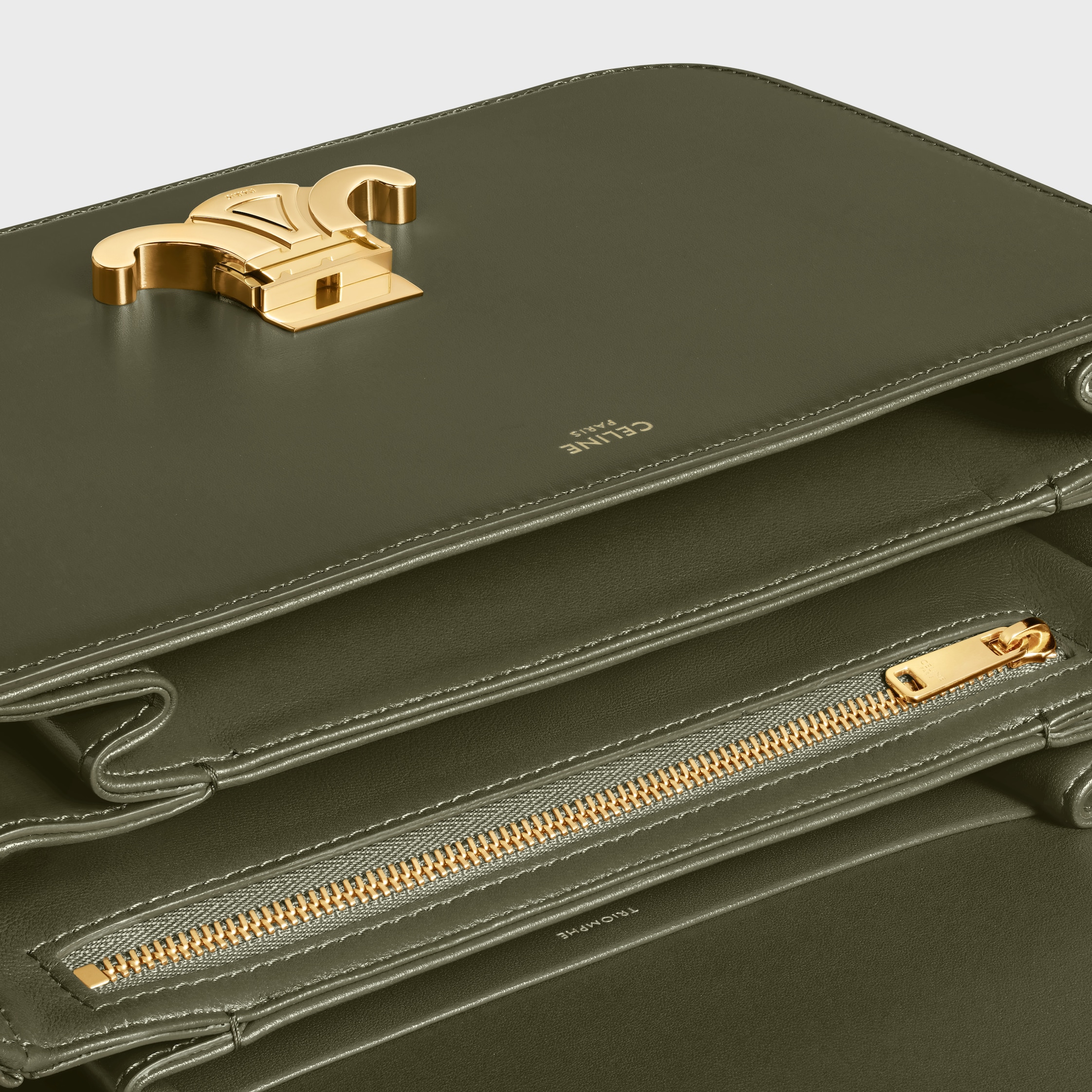 CLASSIQUE TRIOMPHE BAG IN SHINY CALFSKIN - DARK OLIVE | CELINE
