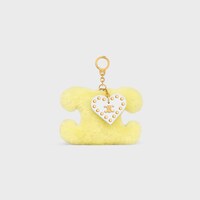 TRIOMPHE pom-pom Charm IN Shearling & Calfskin - JAUNE/BLANC - CHARMS AND ACCESSORIES - 1 | CELINE