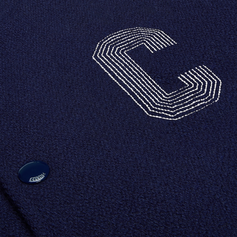 TEDDY JACKET IN TEXTURED WOOL - ROYAL BLUE -  - 1 | CELINE