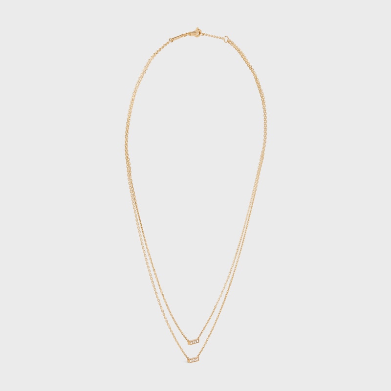 Celine Line Double Necklace in Yellow Gold and Diamonds - Yellow Gold & White - NECKLACES - 1 | CELINE