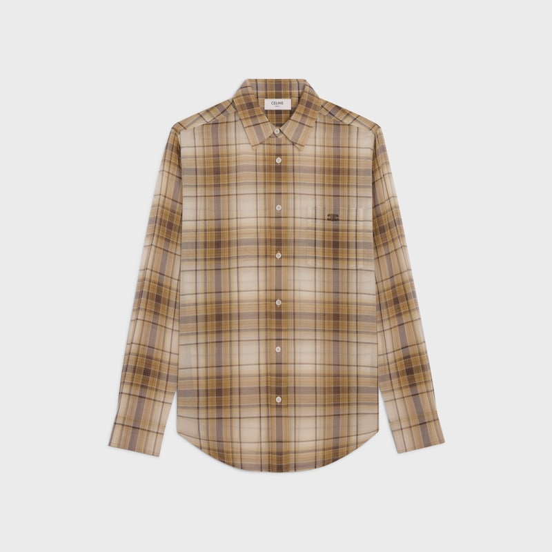 loose shirt IN LIGHT CHECKED COTTON - SABLE/BEIGE/MARRON -  - 1 | CELINE