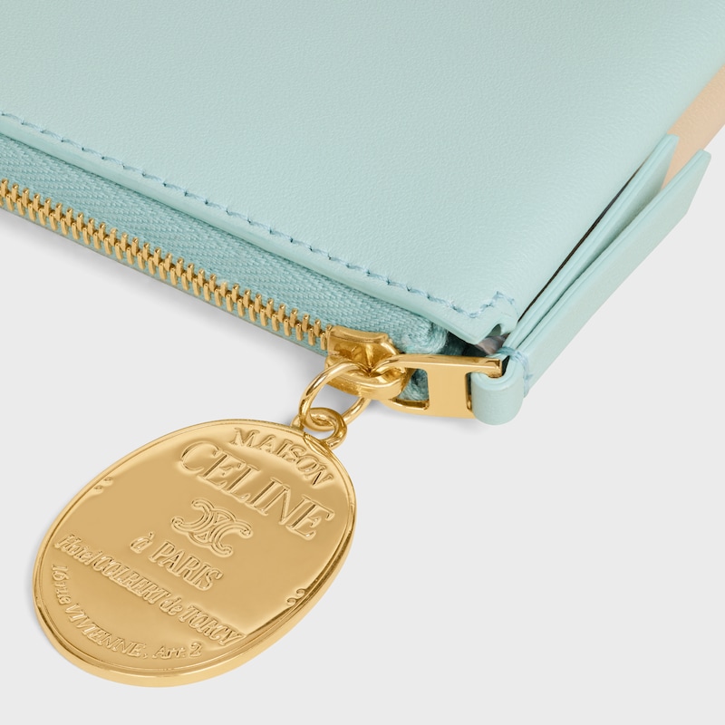 DUO POUCH IN LAMBSKIN - POWDER BLUE / DEEP IVORY - POUCHES AND TECH ACCESSORIES - 1 | CELINE